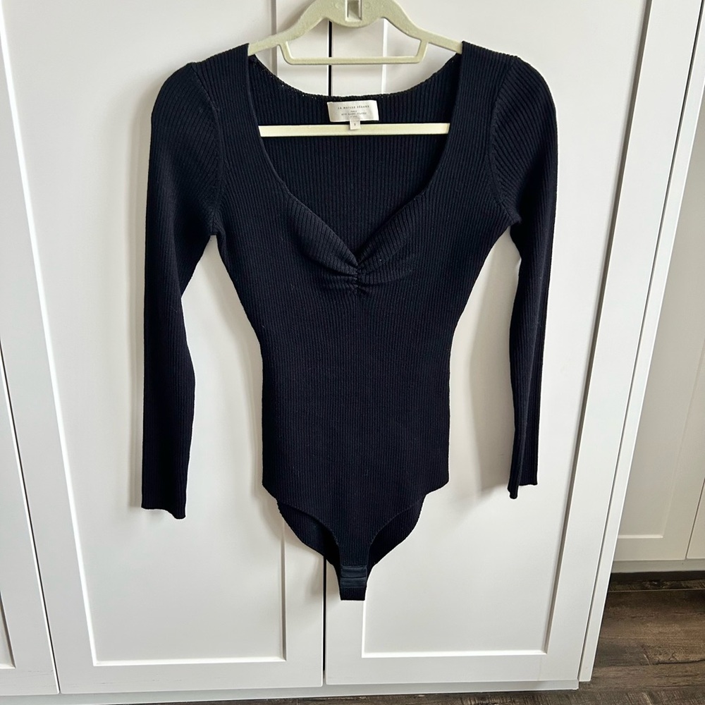 Sezane Black Ribbed Knit Bodysuit - never worn